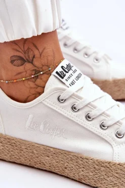 Damskie Lee Cooper Modne Trampki Z Plecionką LCW-23-31-1796L Białe