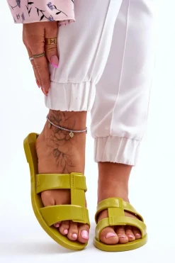 Damskie ZAXY Modne Wegańskie Klapki JJ285261 Zielone