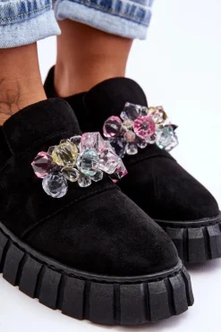 Boto Sneakersy Damskie*Modne Wsuwane Buty Sportowe Półbuty Z Ozdobą Czarne Desire