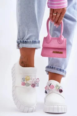 Boto Modne Wsuwane Buty Sportowe Półbuty Z Ozdobą Białe Desire