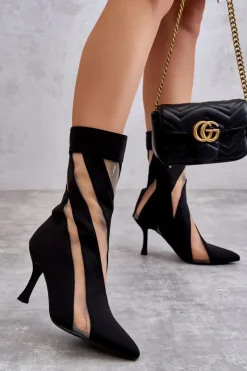 Boto Czarne Botki|Botki Na Obcasie*Modne Wysokie Damskie Botki Na Szpilce Czarne Deyna