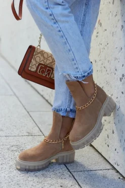 Boto Botki Wiosenne|Brązowe I Beżowe Botki*Modne Zamszowe Botki Z Wycięciem Camel Lemar Forget Me Brązowy