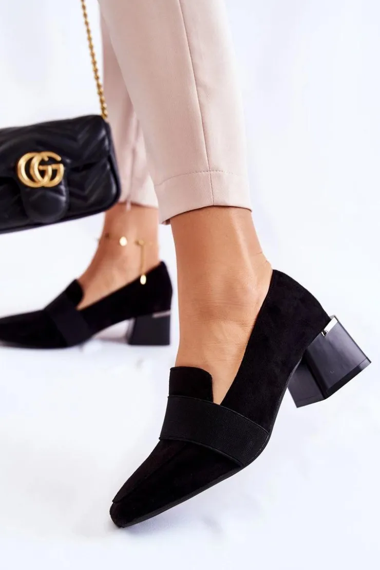 New Boto Modne Zamszowe Czółenka La.Fi 230033B-SU Czarne