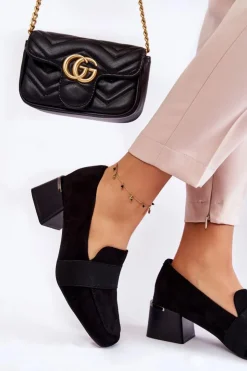 New Boto Modne Zamszowe Czółenka La.Fi 230033B-SU Czarne