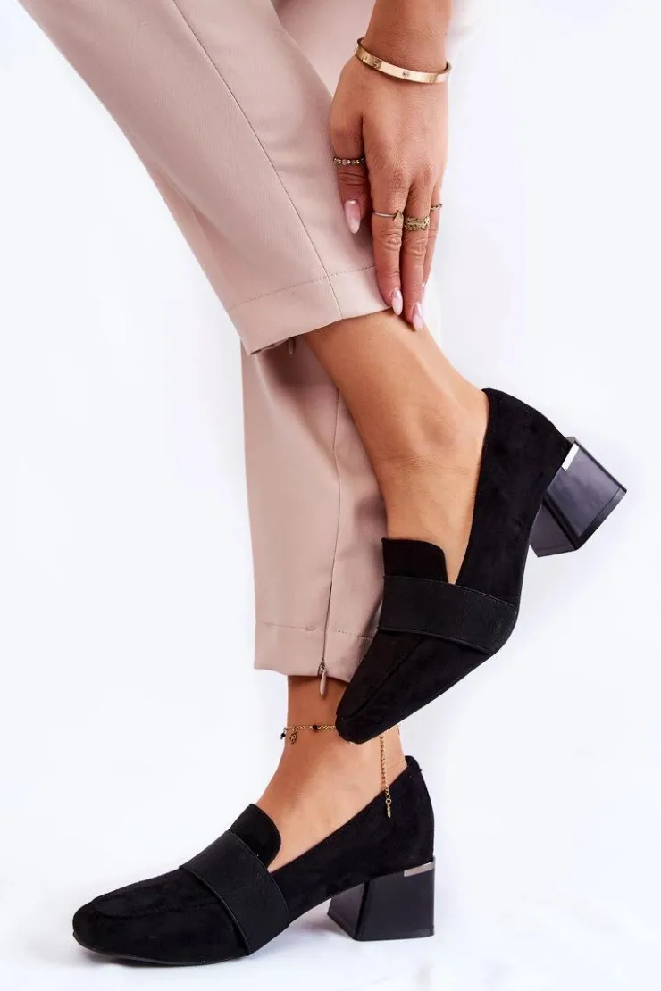 New Boto Modne Zamszowe Czółenka La.Fi 230033B-SU Czarne