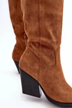 Boto Kozaki Wiosenne|Kozaki Przed Kolano*Modne Zamszowe Kozaki Kowbojki Camel Delia