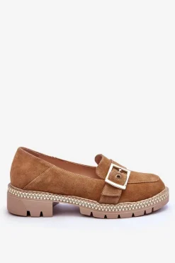 Discount Boto Modne Zamszowe Mokasyny Ciemnobeżowe Eloisa
