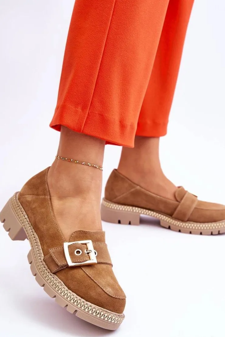 Discount Boto Modne Zamszowe Mokasyny Ciemnobeżowe Eloisa