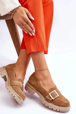 Discount Boto Modne Zamszowe Mokasyny Ciemnobeżowe Eloisa