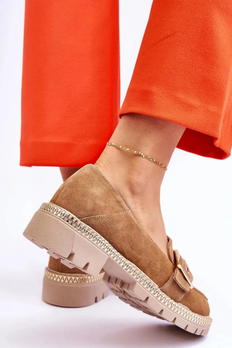 Discount Boto Modne Zamszowe Mokasyny Ciemnobeżowe Eloisa