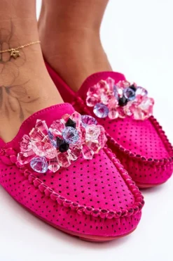Sale Boto Modne Zamszowe Mokasyny Z Ozdobami Fuksja Delima