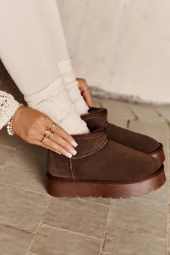 Damskie Boto Modne Zamszowe Niskie Śniegowce Brązowe Nucca