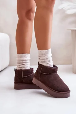 Damskie Boto Modne Zamszowe Niskie Śniegowce Brązowe Nucca