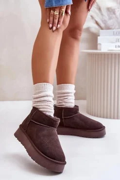 Damskie Boto Modne Zamszowe Niskie Śniegowce Brązowe Nucca