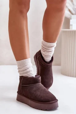 Damskie Boto Modne Zamszowe Niskie Śniegowce Brązowe Nucca