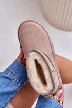 Damskie Boto Modne Zamszowe Niskie Śniegowce Khaki Nucca