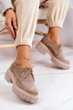 Best Boto Modne Zamszowe Półbuty Loafery Beżowe Lauriss