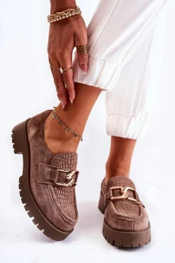 Boto Półbuty Skórzane|Mokasyny Damskie Zamszowe*Modne Zamszowe Półbuty Loafery Jasnobrązowy Lemar Rayhan