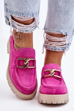 Boto Półbuty Skórzane|Mokasyny Damskie Zamszowe*Modne Zamszowe Półbuty Loafery Fuksja Lemar Rayhan