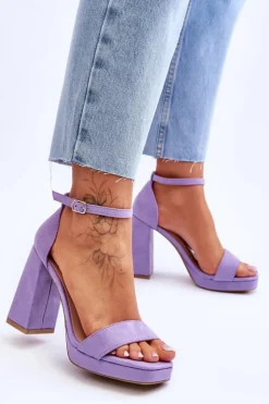 Damskie Boto Modne Zamszowe Sandałki Na Kwadratowym Obcasie Fioletowe Merila