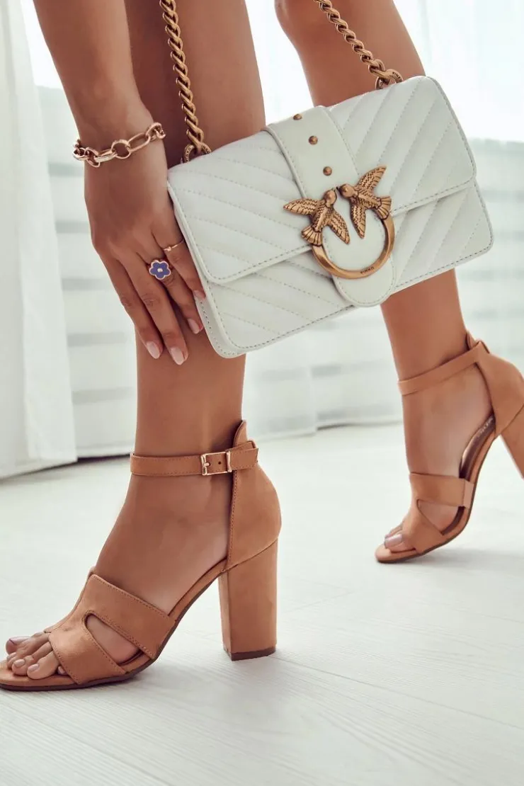 Boto Sandały Na Obcasie*Modne Zamszowe Sandałki Na Obcasie Camel Aubrey