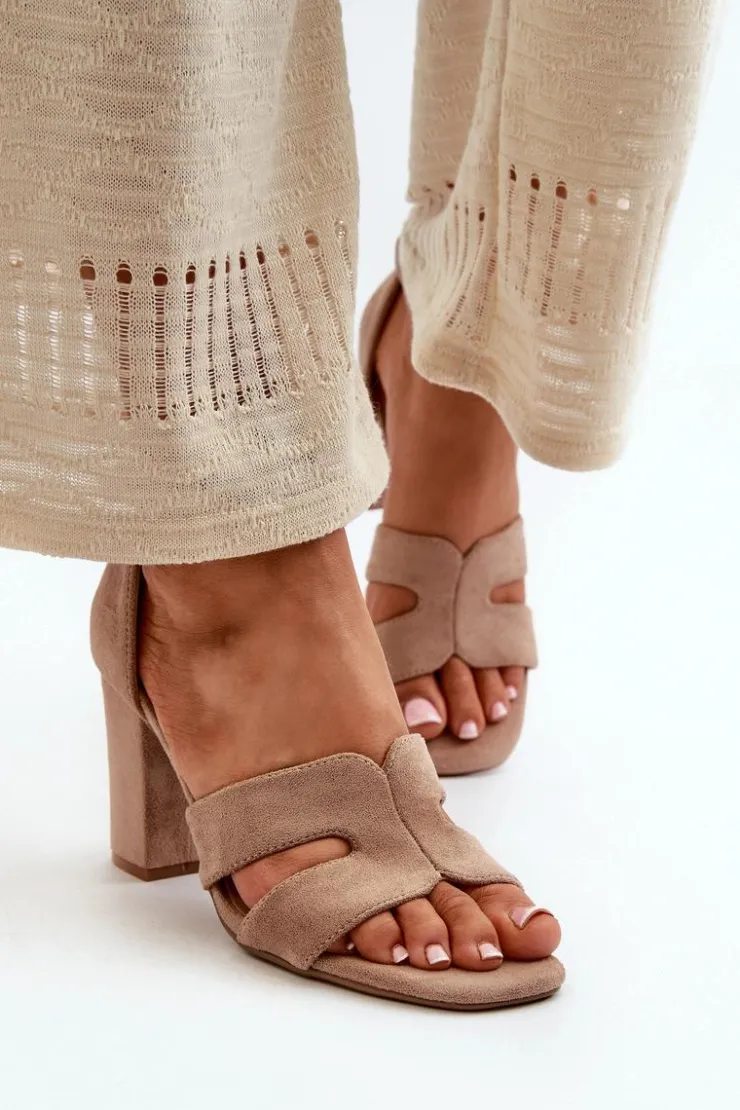 Boto Sandały Na Obcasie*Modne Zamszowe Sandałki Na Obcasie Camel Aubrey