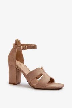 Boto Sandały Na Obcasie*Modne Zamszowe Sandałki Na Obcasie Camel Aubrey