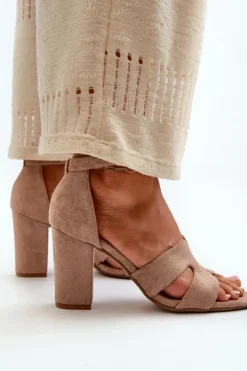 Boto Sandały Na Obcasie*Modne Zamszowe Sandałki Na Obcasie Camel Aubrey