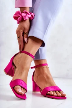 New Buty damskie Vinceza Modne Zamszowe Sandały Na Słupku Fuksja Rovena