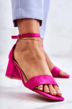 New Buty damskie Vinceza Modne Zamszowe Sandały Na Słupku Fuksja Rovena