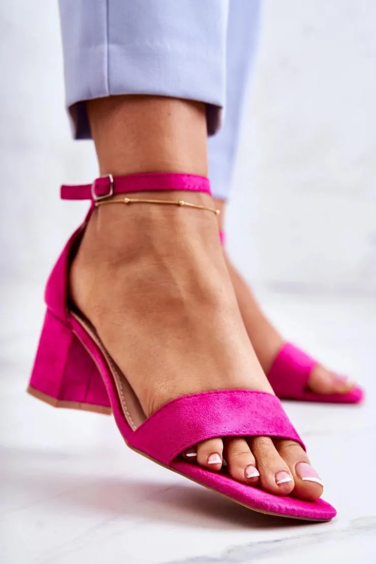 New Buty damskie Vinceza Modne Zamszowe Sandały Na Słupku Fuksja Rovena