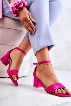 New Buty damskie Vinceza Modne Zamszowe Sandały Na Słupku Fuksja Rovena