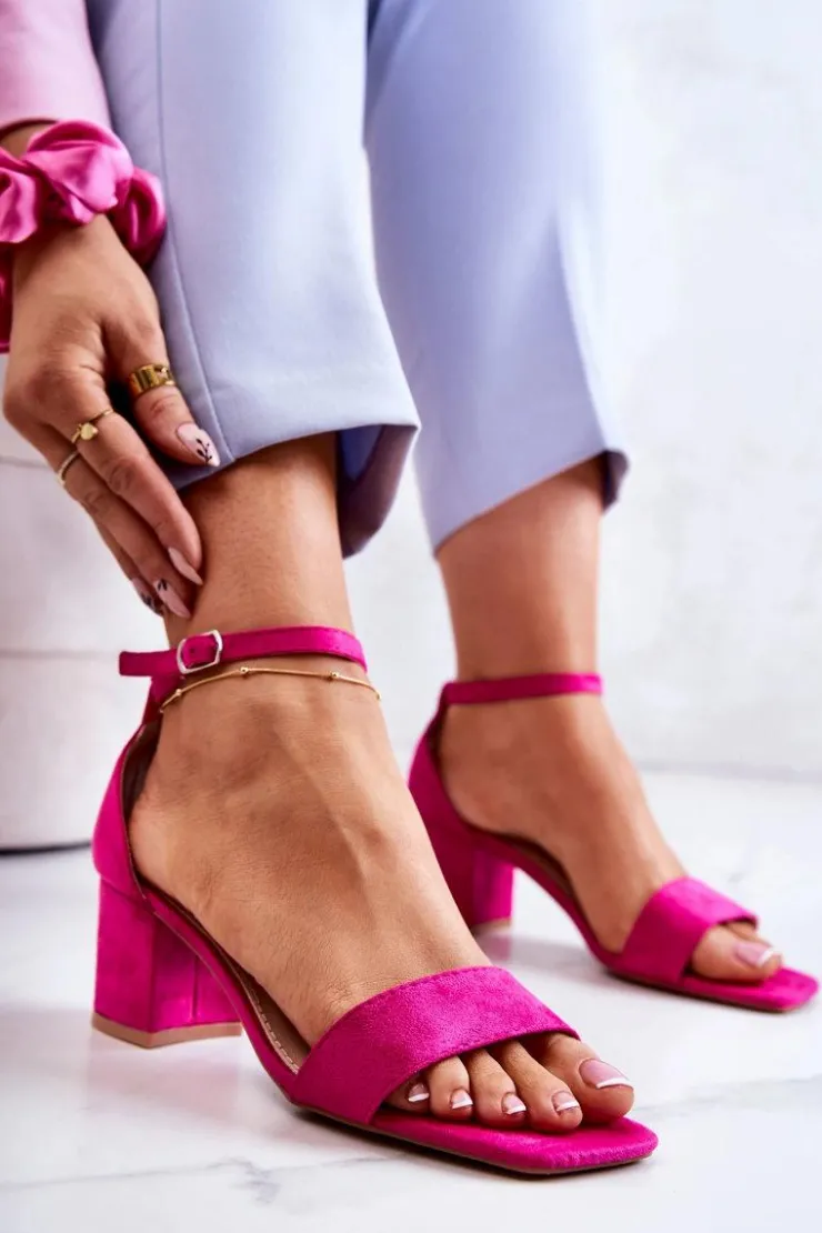 New Buty damskie Vinceza Modne Zamszowe Sandały Na Słupku Fuksja Rovena