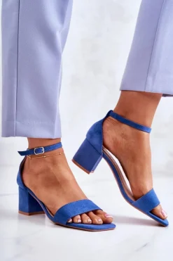 Damskie Buty damskie Vinceza Modne Zamszowe Sandały Na Słupku Niebieskie Rovena