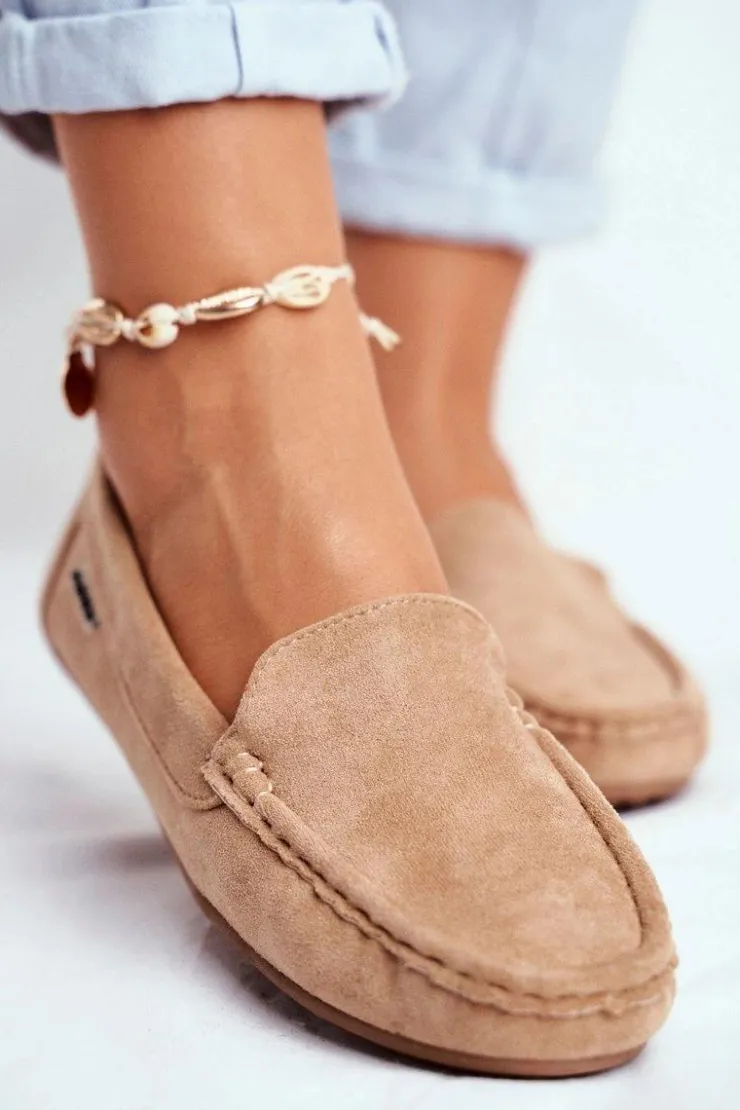 Evento Loafersy Damskie|Mokasyny Damskie Zamszowe*Mokasyny Damskie Beżowe Zamszowe Morreno Beżowy