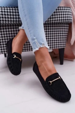 Sale Boto Mokasyny Damskie Czarne Zamszowe Sonnero