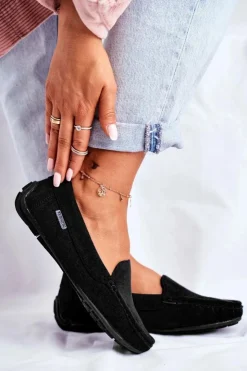 New Evento Mokasyny Damskie Czarne Zamszowe Morreno