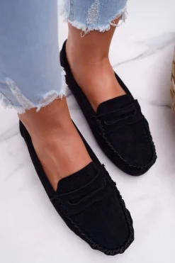 Boto Mokasyny Damskie Zamszowe*Mokasyny Damskie Czarne Zamszowe Bolero