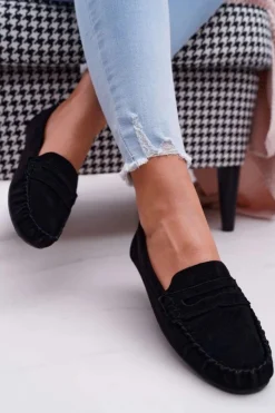 Boto Mokasyny Damskie Zamszowe*Mokasyny Damskie Czarne Zamszowe Bolero