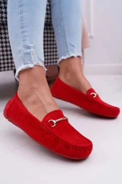 Boto Mokasyny Damskie Zamszowe*Mokasyny Damskie Czerwone Zamszowe Sonnero