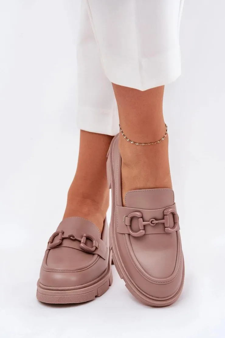 Boto Loafersy Damskie|Mokasyny Płaskie*Mokasyny Damskie Eko Skórzane Z Ozdobnym Detalem Khaki Seftass