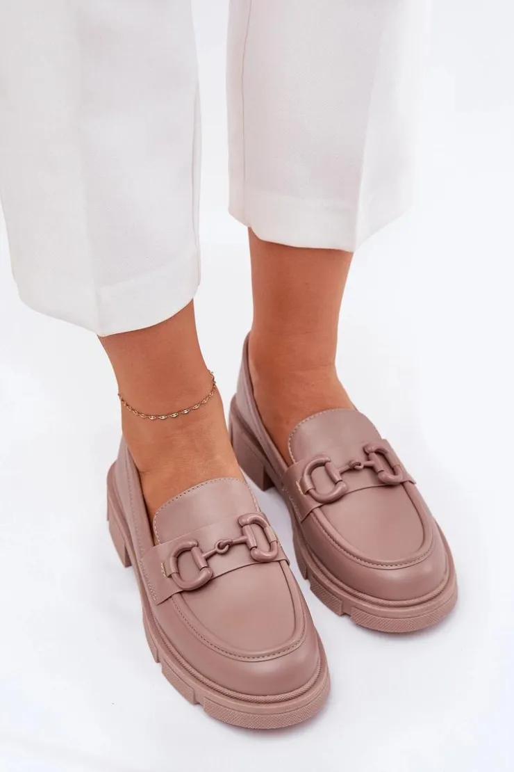 Boto Loafersy Damskie|Mokasyny Płaskie*Mokasyny Damskie Eko Skórzane Z Ozdobnym Detalem Khaki Seftass