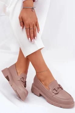 Boto Loafersy Damskie|Mokasyny Płaskie*Mokasyny Damskie Eko Skórzane Z Ozdobnym Detalem Khaki Seftass