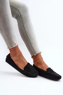 Online Boto Mokasyny Damskie Eko Zamszowe Czarne Adelmarie