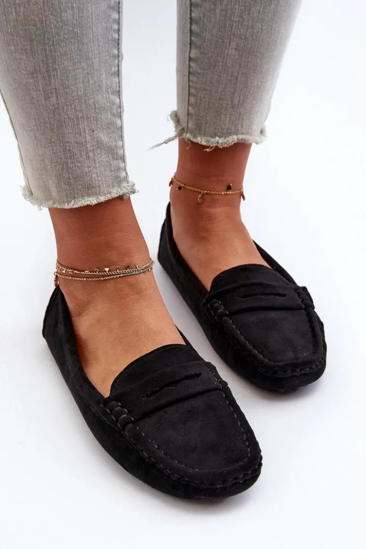 Online Boto Mokasyny Damskie Eko Zamszowe Czarne Adelmarie