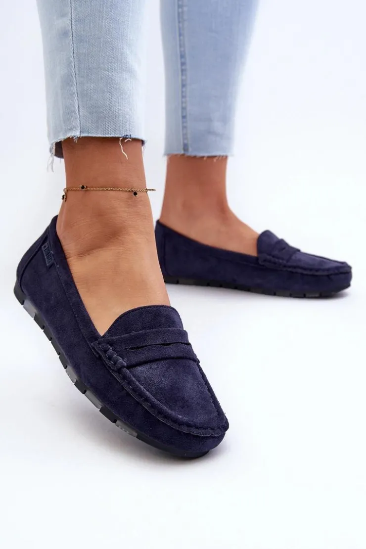 Discount Big Star Shoes Mokasyny Damskie Eko Zamszowe Big Star NN274931 Memory Foam System Granatowe