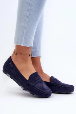 Discount Big Star Shoes Mokasyny Damskie Eko Zamszowe Big Star NN274931 Memory Foam System Granatowe