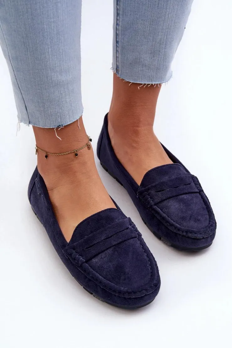 Discount Big Star Shoes Mokasyny Damskie Eko Zamszowe Big Star NN274931 Memory Foam System Granatowe