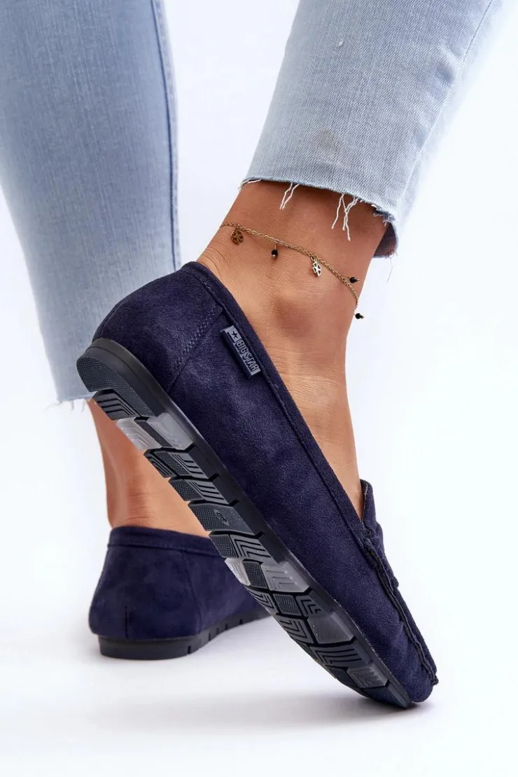 Discount Big Star Shoes Mokasyny Damskie Eko Zamszowe Big Star NN274931 Memory Foam System Granatowe
