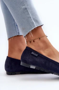 Discount Big Star Shoes Mokasyny Damskie Eko Zamszowe Big Star NN274931 Memory Foam System Granatowe